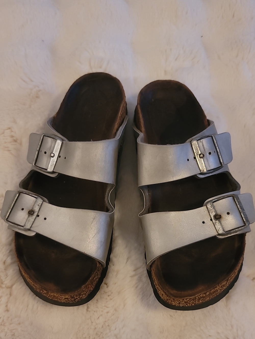 Birkenstock Arizona Double Strap Sandals in Silver